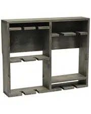 Lalia Home Bartow Wall Mounted Wood Wine Rack Shelf with Glass Holder