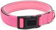 EZONEDEAL Heavy Duty Dog Collars for Small Dogs - Nylon Puppy Collar, Small Dog Collar, Pet Collar Suitable for Most of Male Female Dogs - Adjustable Pink Dog Collar (Small, Pink)