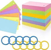 Bercoor 600 Pieces Blank Index Cards Flash Cards with Rings, 3 x 5 Index Cards, Colorful Note Cards, Study Cards for School Learning, Office Supplies