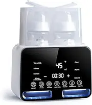 Double Bottle Warmer, Losbenco 8-in-1 Fast Baby Milk Warmer with Timer for Breastmilk or Formula, Multifunctional Bottle Warmer with Food Heater Defrost Function, Fits 2 Bottles