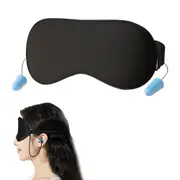 Soft Curved Sleep Eye Masks with Adjustable Strap Sleep Masks with Soft Foam Ear Plugs -Black