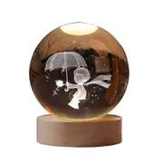 Solar System LED Crystal Ball Night Lamp Decoration Little Prince with Stand Globe Home Decoration Birthday Gift Table Lights B-6cm Warm light