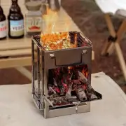 Portable Wood Burning Camp Stove with Grill - Folding Backpacking Box Fire