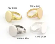 Round Tree Bark Textured Band Ring Blank Adjustable raw,shiny gold-silver 4889