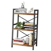 Bookshelf Industrial Bookcase, Metal Small Bookcase, Rustic 3 Tier Vintage