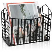Metal Magazine Holder, Document File Rack with Handle, Newspaper Book Folder ...