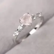 Custom Rose Quartz and moissanite Proposal Ring 925 Sterling Silver ring