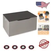 Spacious Flat-Top Toy Storage Chest in Grey with Safety Hinges – 4.5 Cubic Feet