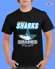 2025 NRL CRONULLA SHARKS RETRO CUSTOM DESIGN GRAPHIC PRINT TEE - SIZES S-3XL