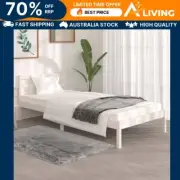 Bed Frame Solid Wood Pine 92x187 cm Single Size White Bedroom Furniture 10396