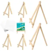 6 Mini Wood Display Easels, Wooden Easel Canvas Stand for Painting, Natural W...