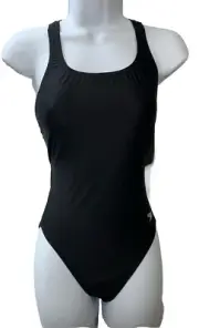 Speedo Womens One-Piece Swimsuit Black Size 8/34 F PRO-LT Swimwear Solid Pull On