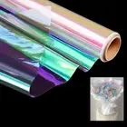 1 Roll Iridescent Cellophane Wrap Roll,Holographic Cellophane,Clear Folded Flat