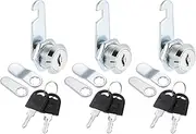 uxcell 5/8" Cabinet Cam Locks, 3 Pack Keyed Alike Cam Locks Set Zinc Alloy Storage Lock with Keys for File Drawer Mailbox Toolbox, Silver Tone