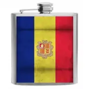 Andorra Flag Stainless Steel Hip Flask 6oz