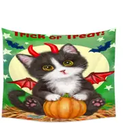 Cute Cat Design for Halloween Devil Kitten Tapestry