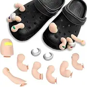 [WENJION] 7 Pcs Funny Toe Croc Charms Set, Realistic Shoe Decorations, Unique Clog Ornaments, Creative Crocs Accessories, Toe Charms for Crocs, Great for Christmas & Birthday Gifts, One Size, Silicone