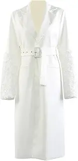 [Zadaos] Women Sequins Flower Big Size Long Blazer Lapel Long Sleeve Jacket