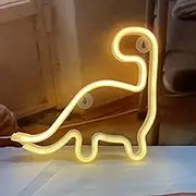 QiaoFei Baby Dinosaur Neon Sign for Kids Gifts LED Dino Lamp for Wall Decor Home Party Holiday Decor Battery or USB Operated Table Night Light Signs-Warm White