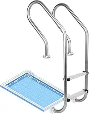 3 Step Pool Pedal Ladder,Swimming Pool Ladder,Stainless Steel Step Handrail,Load-Bearing 220ibs,Pool Steps for In-Ground Swimming Pools(2 Step)