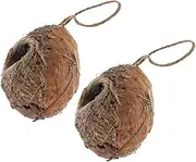 EXHUMKY 2Pcs Woven Bird Hut Breathable Nest for Outdoor Decoration Hanging Bird House for Garden Rustic Style for Home and Porch Use