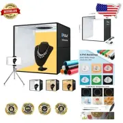 Dimmable 16" Light Box Photography with Soft Diffuser & 12 Colorful Backgrounds