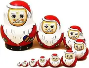 Stacking Dolls Wooden Stacking Dolls Set 10 Pieces Red Nesting Dolls Christmas Santa Claus Pattern Russian Nesting Dolls