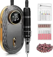 Madenia Professional Rechargeable Nail Drill: 35000RPM Electric Nail Machine with Low Noise and Low Heat in Gel Nail Polish-Suitable for Nail Salon at Home, Gray