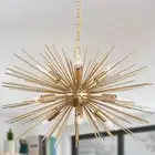 24" Gold Sputnik Chandelier Vintage Modern 9-Lights Geometric Starburst Chand...