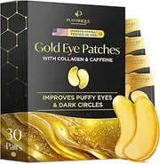 PLANTIFIQUE Gold Under Eye Patches for Puffy Eyes | 30 Pairs | Valentines Day Gifts Under Eye Masks for Dark Circles | Puffiness Eye Gels | Eye Mask Skincare
