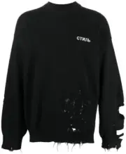 HERON PRESTON CTNMB LOGO SHREDDED KNIT SWEATER MEN PULLOVER HMHE011F22KNI0011001