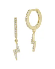 Chloe and Madison 14K Over Silver CZ Lightning Huggie Earrings