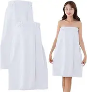 [Wedhapy] Spa Robe for Women 2PCS Shower Wrap Towel Strong Absorbent Spa Towels Breathable Microfiber Spa Wrap with Snap Closure White Unfading Towel Robes for Sauna
