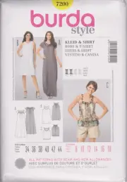 BURDA Style 7200 Tunic Dress & Strappy Top Sewing Pattern - Sizes 8 - 18