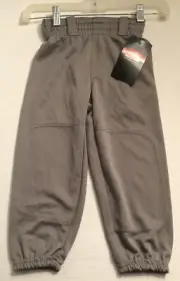 RAWLINGS YOUTH BELTED PULL UP BASEBALL SOFTBALL PANTS GRAY ELASTIC WAIST XS