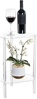 Acrylic 2 Tier Side Table Set - Small Corner End Table for Living Room, Office, Bedroom, Balcony - Easy Assembly
