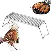 Rack for Outdoor Grill - Folding BBQ Grill Rack | Portable Cooking Grid Tool, Fire Pit Stove Griddle for Yard Gathering Backpacking Fishing Vegetables Mushroom Chicken