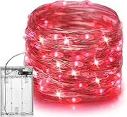 Fairy Christmas LED String Light Battery Operated, 10M / 100LED Red Waterproof 3XAA Battery Case, Indoor Outdoor Lights for Xmas Tree Wedding, Halloween, Party, Garden Decoration (Red)