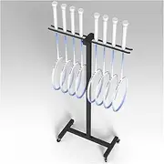 Commercial Tennis Rackets Display Stand, Child/Adults Movable Badminton Racquet Storage Rack with Lockable Wheels, for Gym/Garages/Schools Small Space