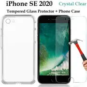 For Apple iPhone SE 2020 clear case cover and Tempered Glass screen protector