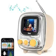 Tiivoo-2 FM Radio Bluetooth Speaker with Alarm Clock,Pixel Art Retro Cream