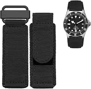 WIKUNA 22mm 24mm Nylon Watch Band for Seiko Tudor Rolex BR Hook-and-Loop Fastener Sport Watchband Steel Buckle NATO Strap Black Blue (Color : Black-Black, Size : 22mm)