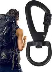 Locking Carabiner - Portable Black Carabiner with Lock,Eye Snaps, Swivel Snap Hooks, 360 Degrees Rotating, Flag Clips, Rope Clips for Securing Pets