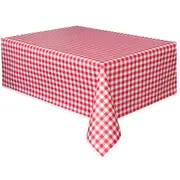 Red Gingham Plastic Rectangular Tablecloth
