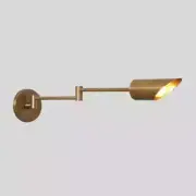 Brass Articulated Arm Single Light Shade Pivot Brass Wall Lamp Beside Wall Sconc