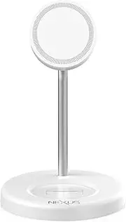 NEXUS NexusMag Wireless Charger, 15W Fast Charge, 2 in 1 MagSafe Charging Stand, Lightweight, Compatible with iPhone 16/15/14/13/AirPods Pro/Galaxy S25 Ultra/Pixel 9 Pro (No AC Adapter)