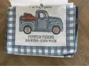 Tapestry Table Runner Fall Farmer’s Market Vintage Blue Truck & Pumpkins 13”x68”