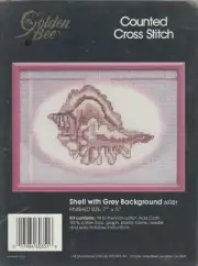 Vintage Golden Bee Conch Shell Pink Gray Counted Cross Stitch Kit