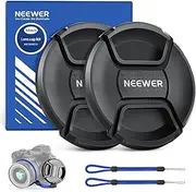NEEWER 58mm Lens Cap Kit (2 Pack),Lens Cover with Anti Loss Strap and Cleaning Cloth,Compatible with Canon Nikon Sony Fujifilm Panasonic Camera Lens of 58mm Diameter