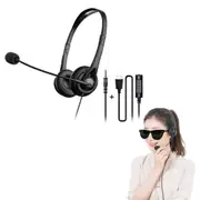3.5mm Jack Wired Headsets with Microphone for Computer USB Wired Headphone